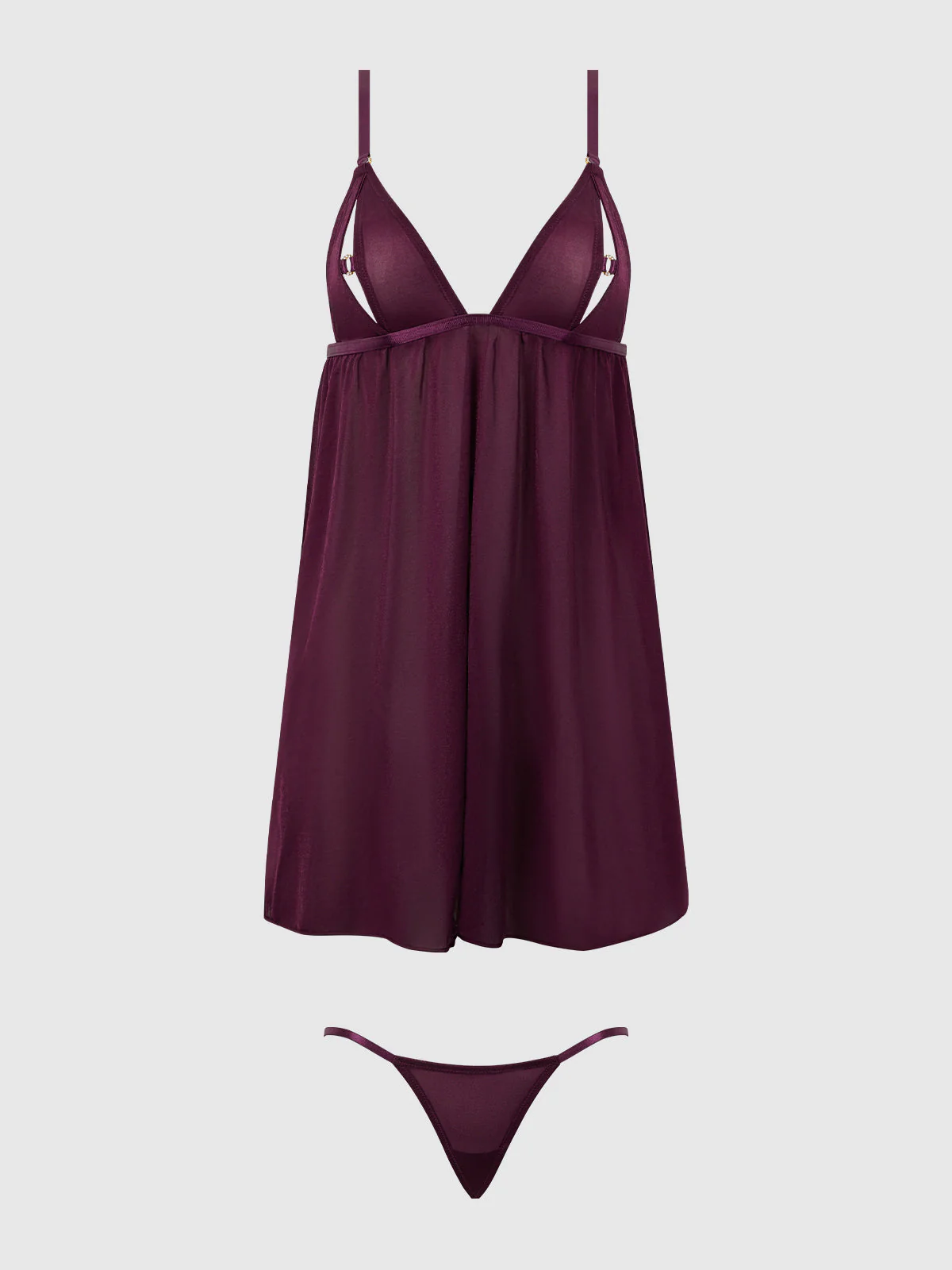 Pia Shine Mesh O-Ring Open Cup Babydoll Set - Image 5