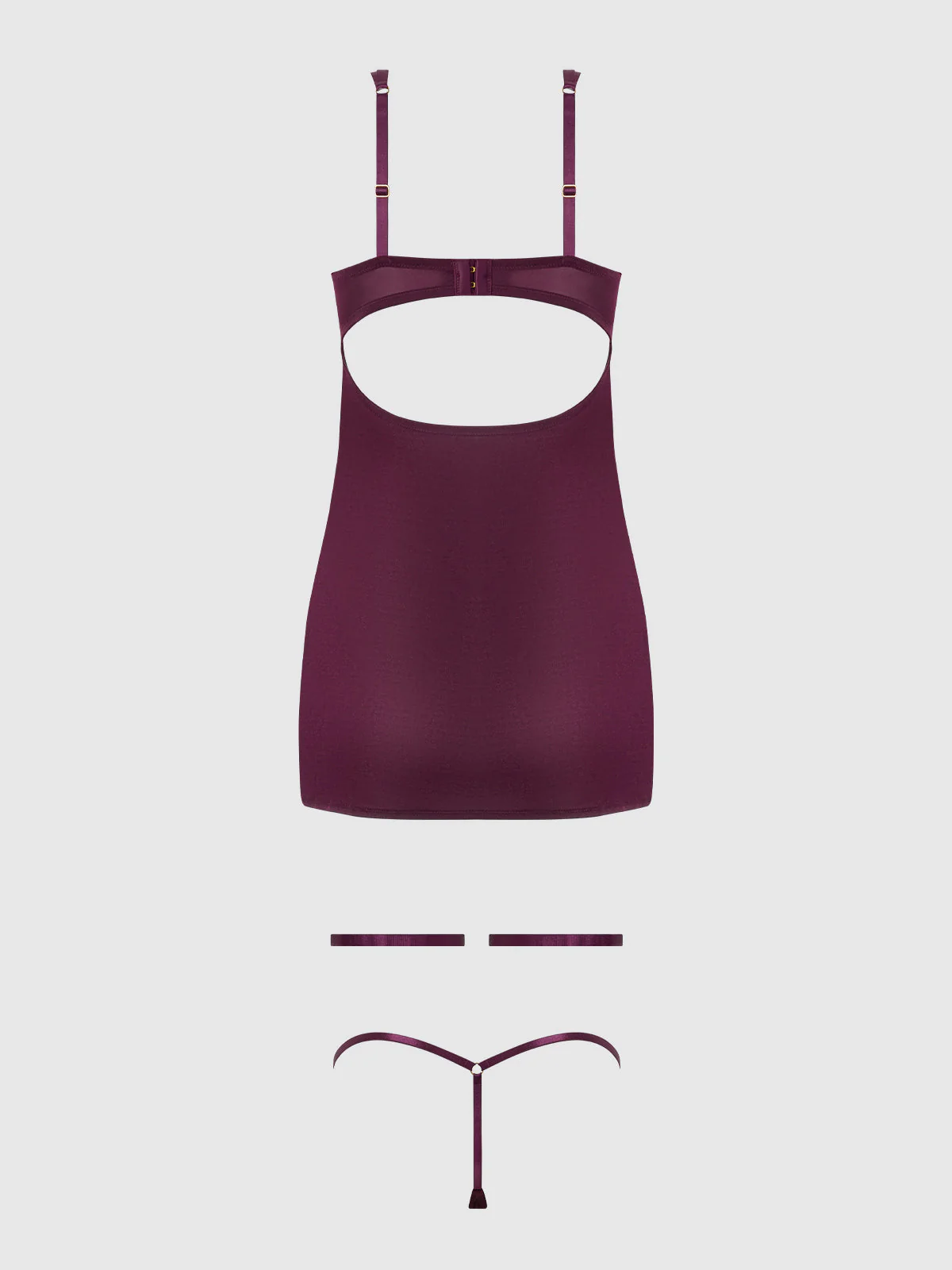 Pia Shine Mesh O-Ring Thigh Garter Chemise Set - Image 6