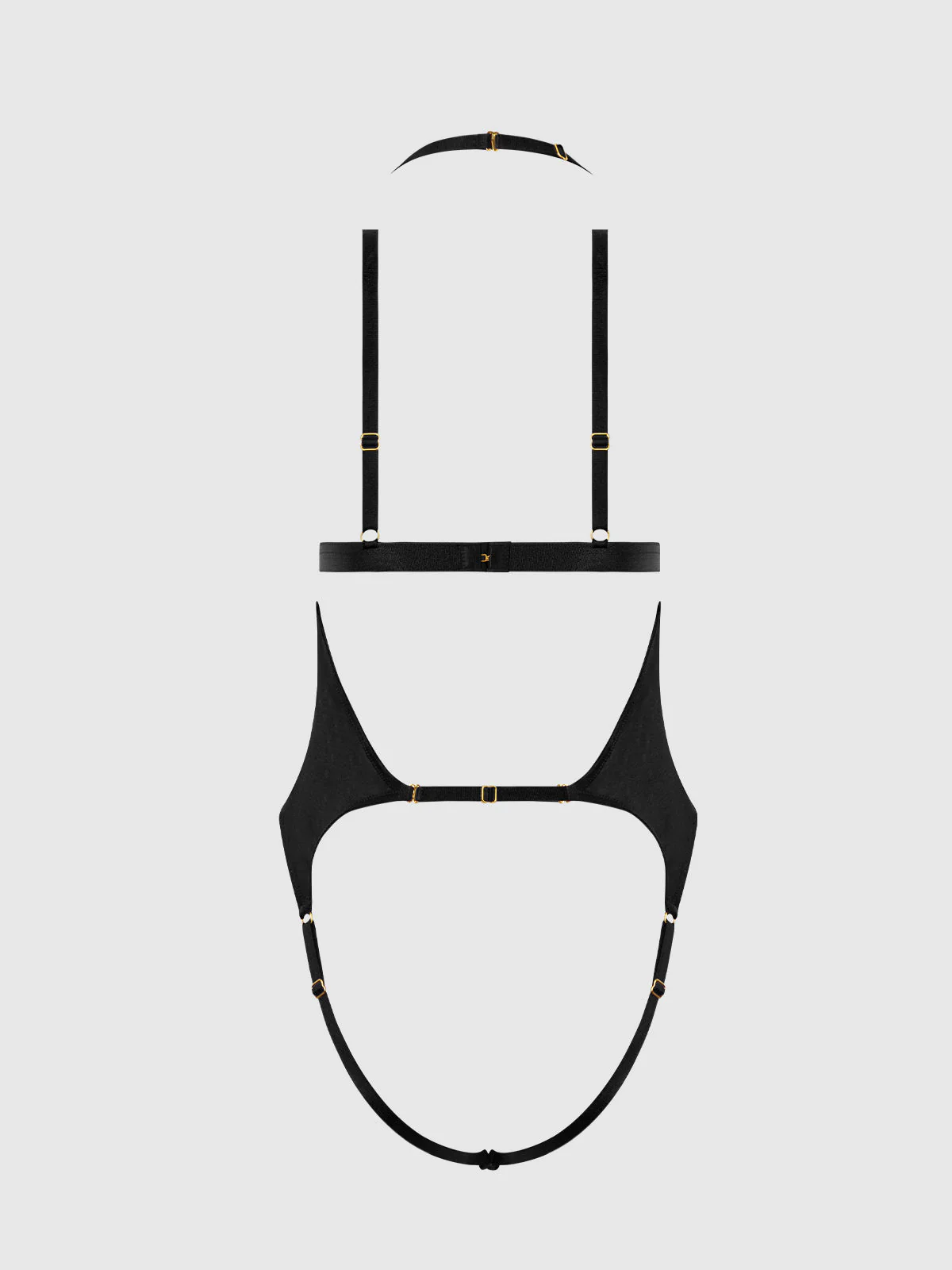 Pia Shine Mesh Open Cup, Backless Teddy & Bralette Set - Image 7