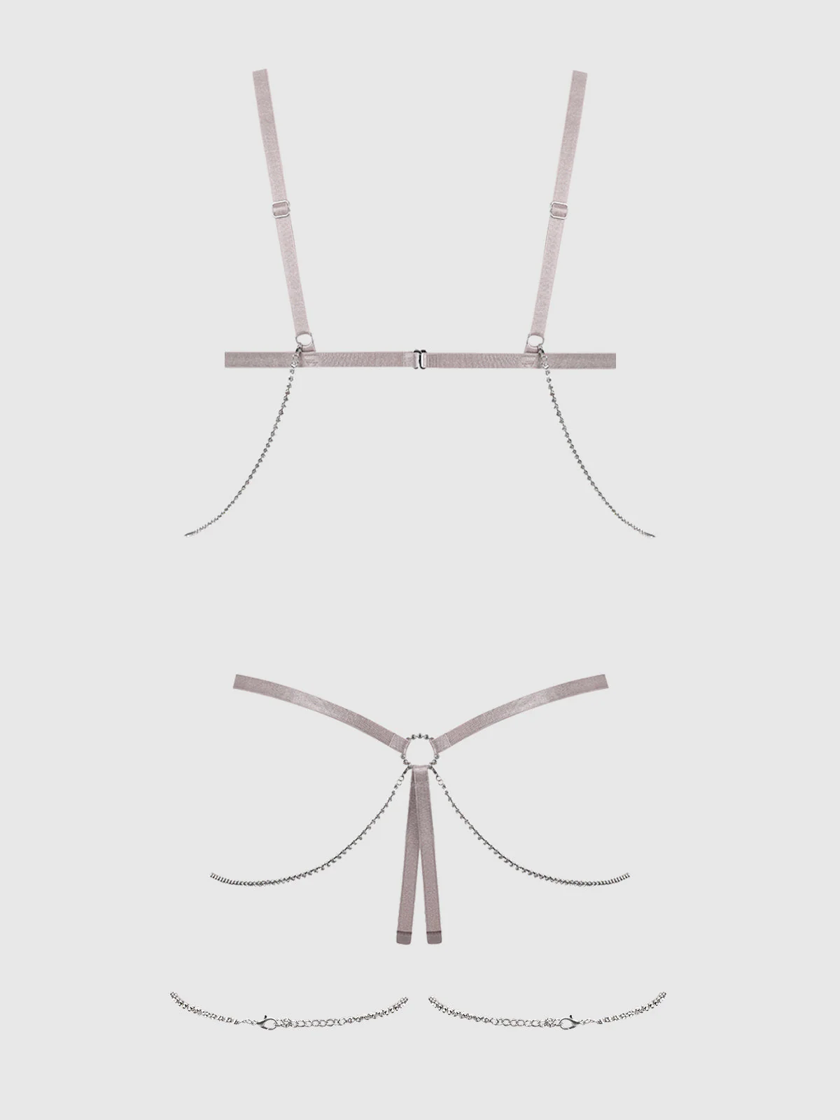 Pia Shine Mesh Open Cup & Crotchless Rhinestone Teddy - Image 8