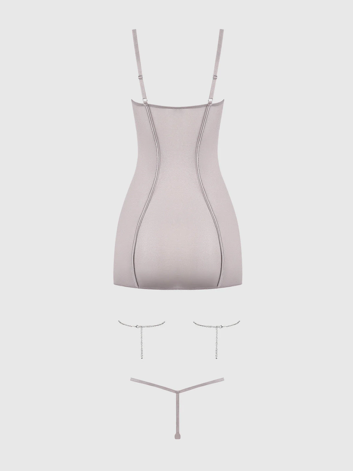Pia Shine Mesh & Rhinestone Chemise & G-String Set - Image 8