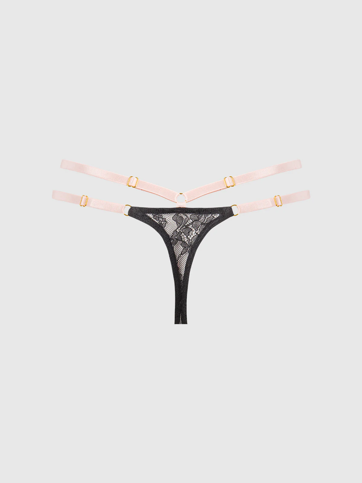 Rising Star Lace & Liquid Satin Double Strap Crotchless Thong - Image 8