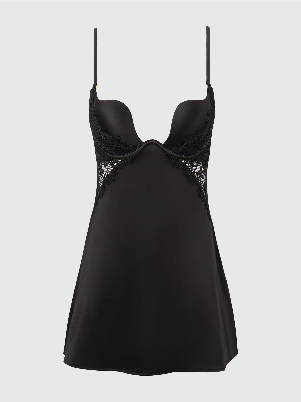 Rising Star Plunge Push Up Babydoll in Liquid Satin & Lace - Image 9