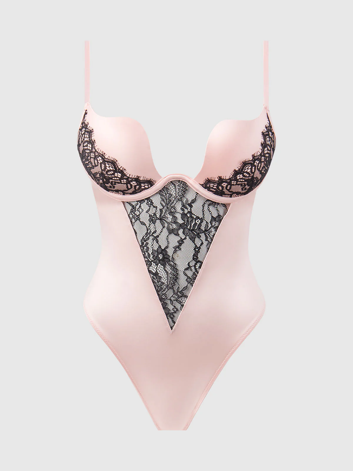 Rising Star Plunge Push Up Bodysuit in Liquid Satin & Lace - Image 9