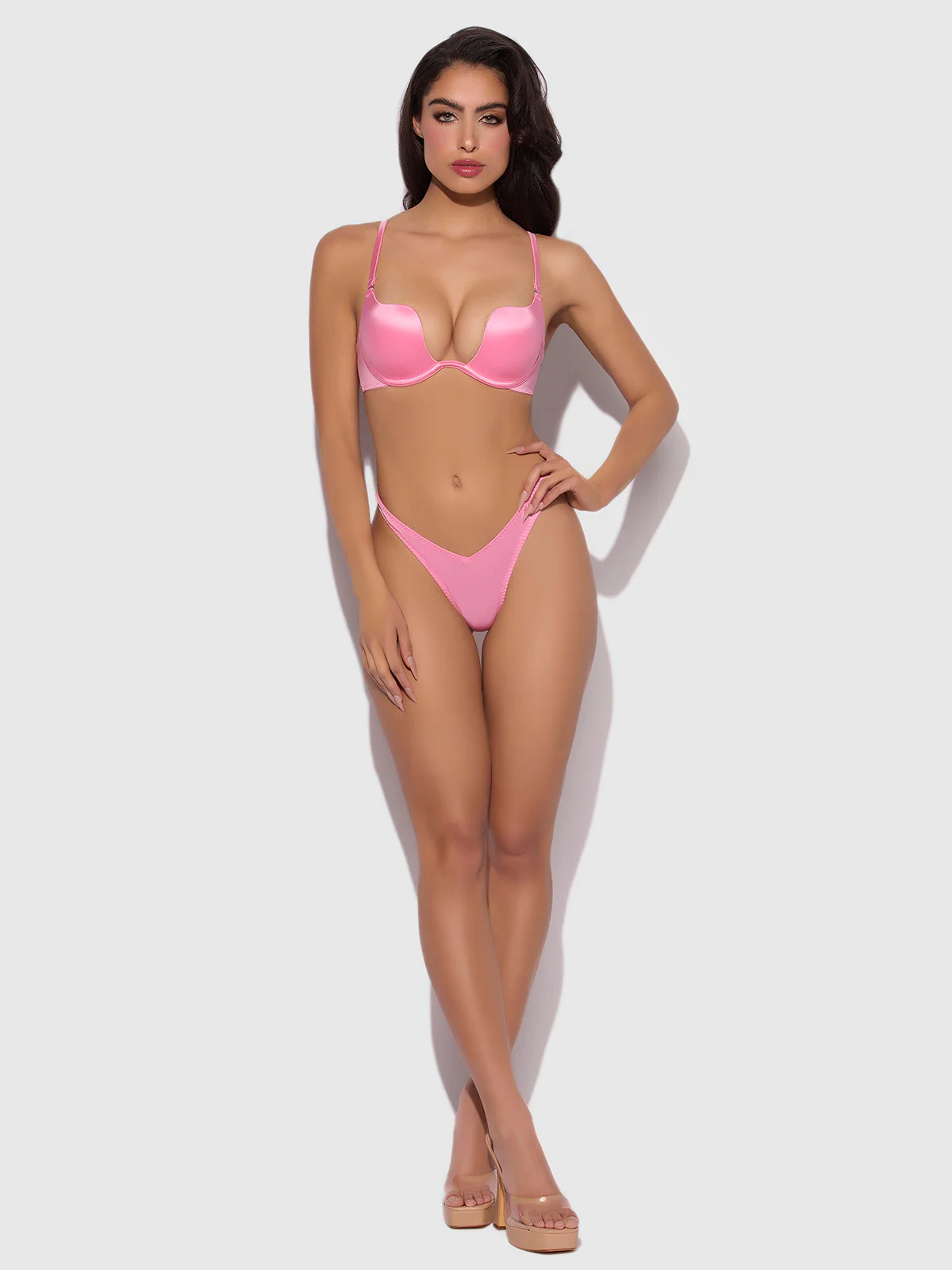 Rising Star Plunge Push Up Bra in Liquid Satin - Image 3