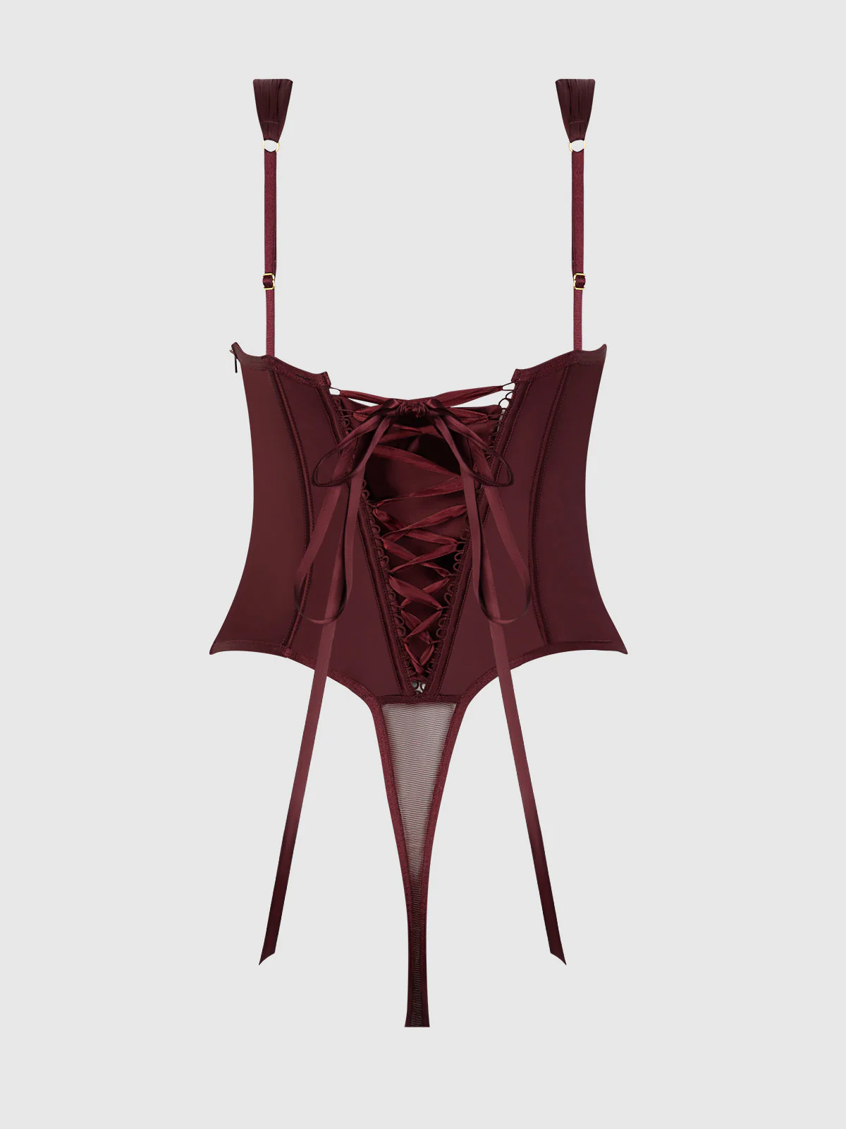 Rising Star Plunge Push Up Corseted Teddy in Petra Satin - Image 14