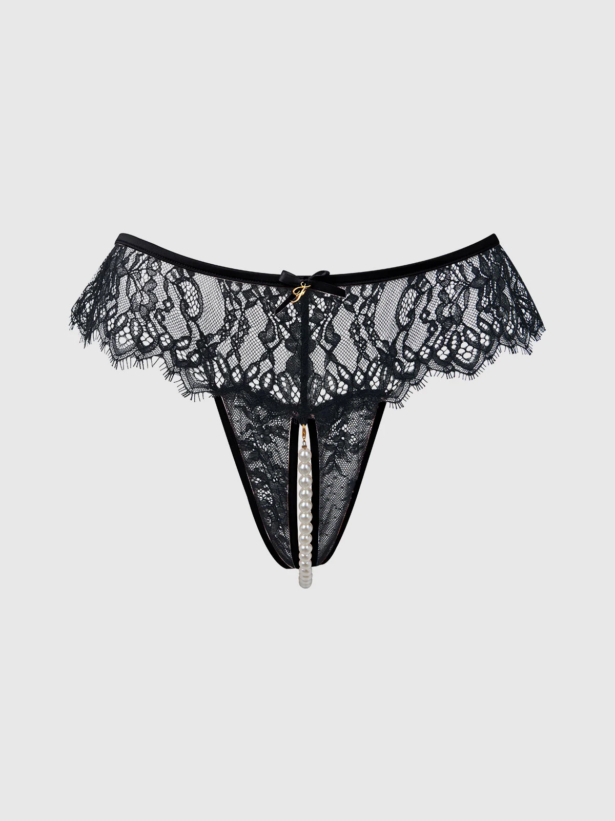 Rosalind Lace & Pearl Crotchless Thong - Image 9