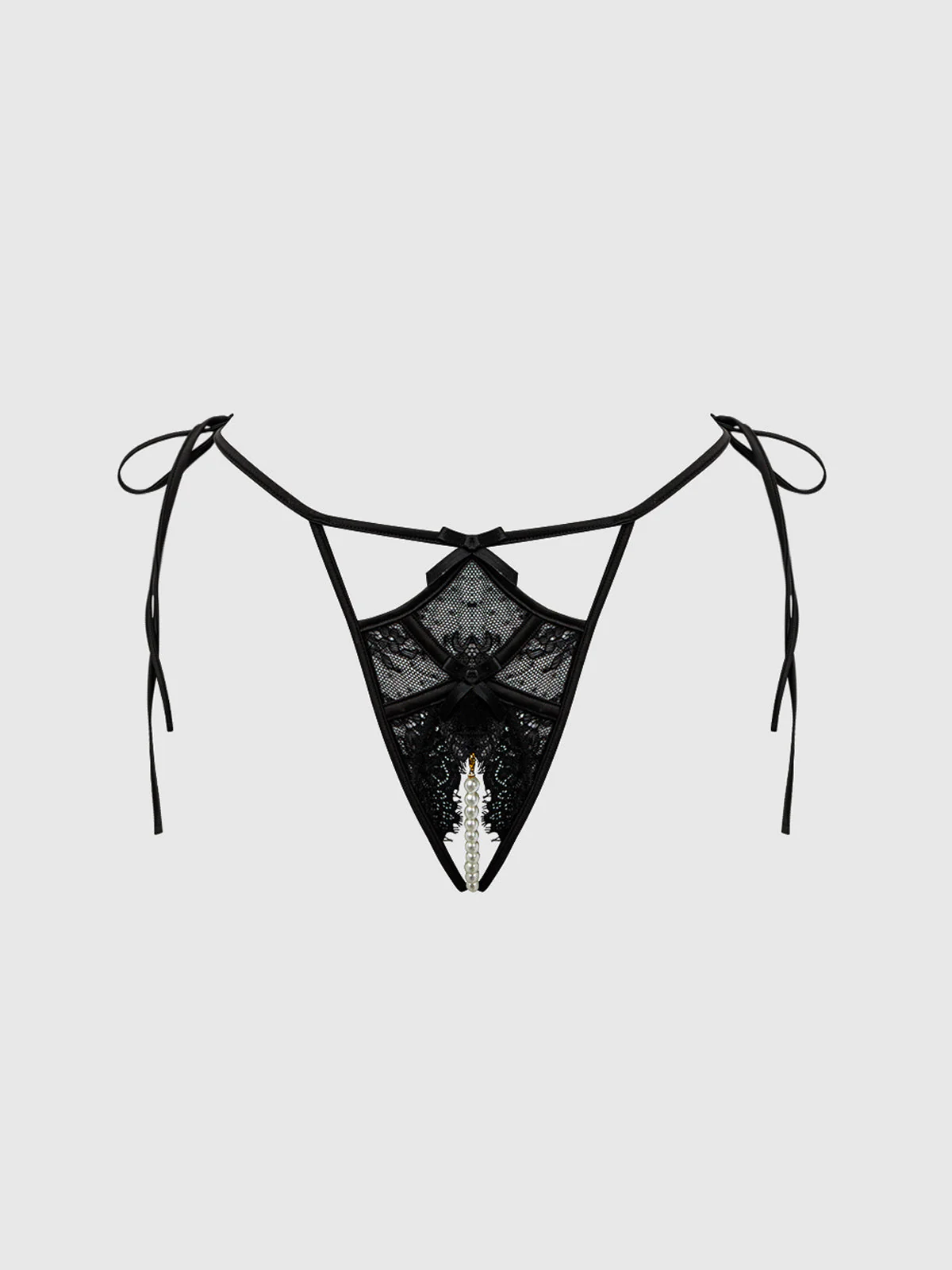 Rosalind Lace Crotchless & Pearl Tie Side Bikini - Image 7