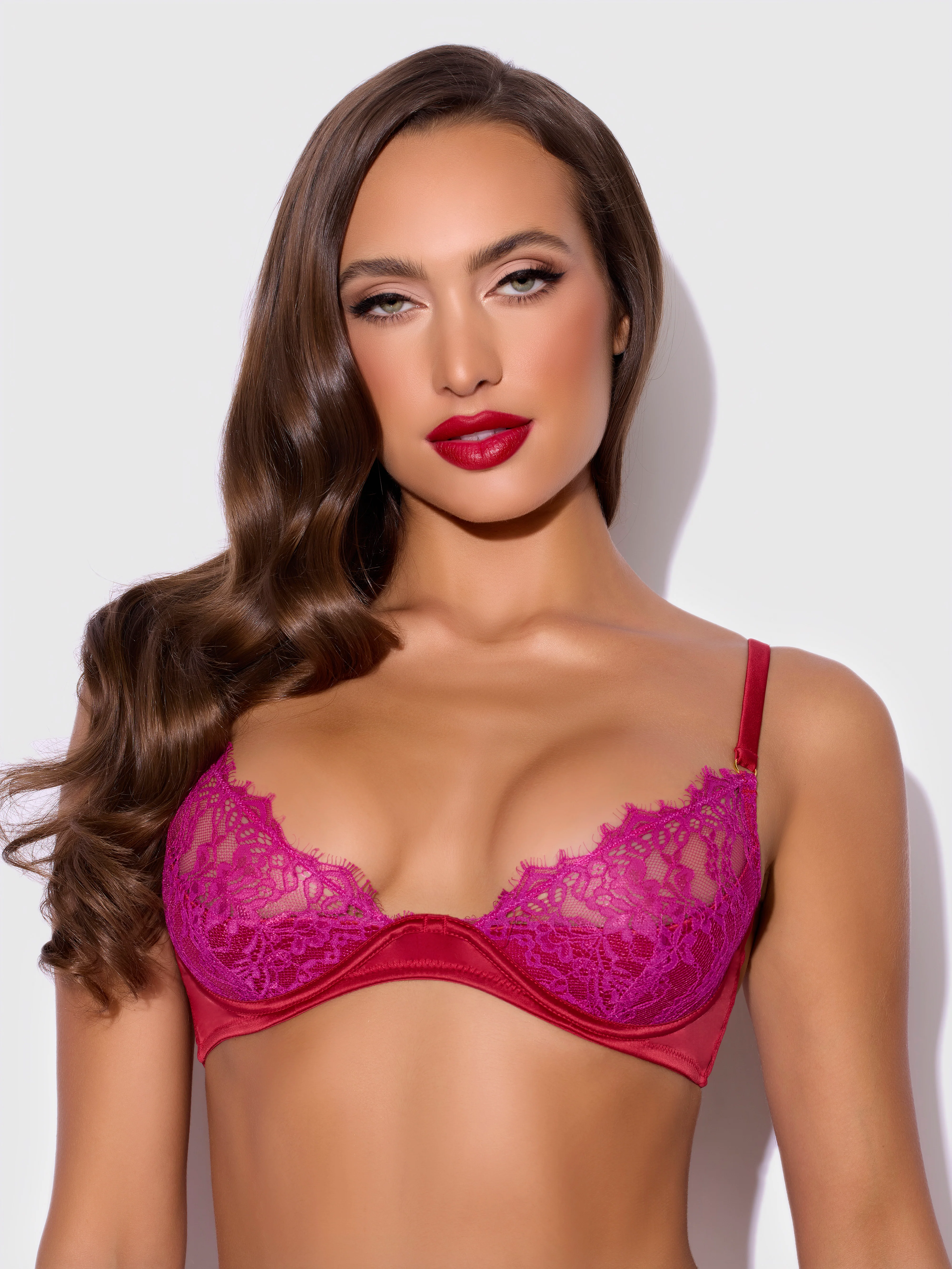 Rosalind Lace Cup Bra With Satin Half Cup - Image 2