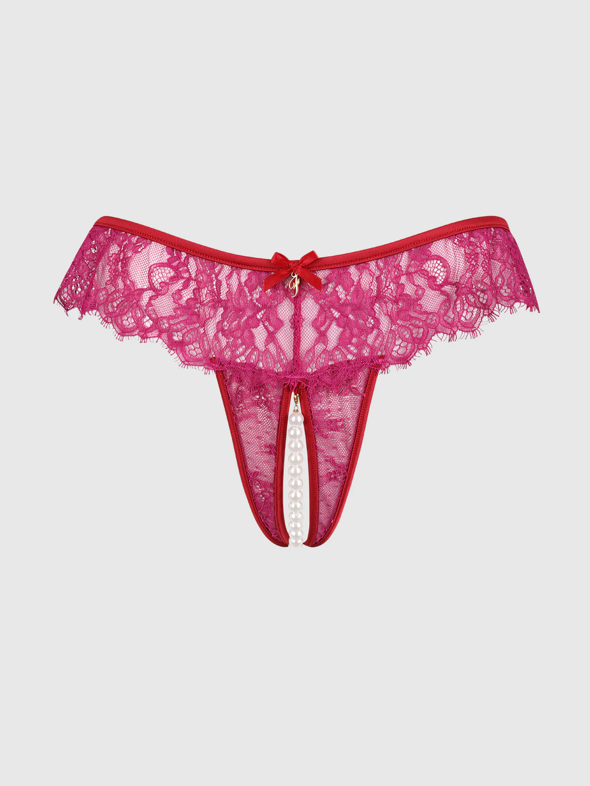 Rosalind Lace & Pearl Crotchless Thong