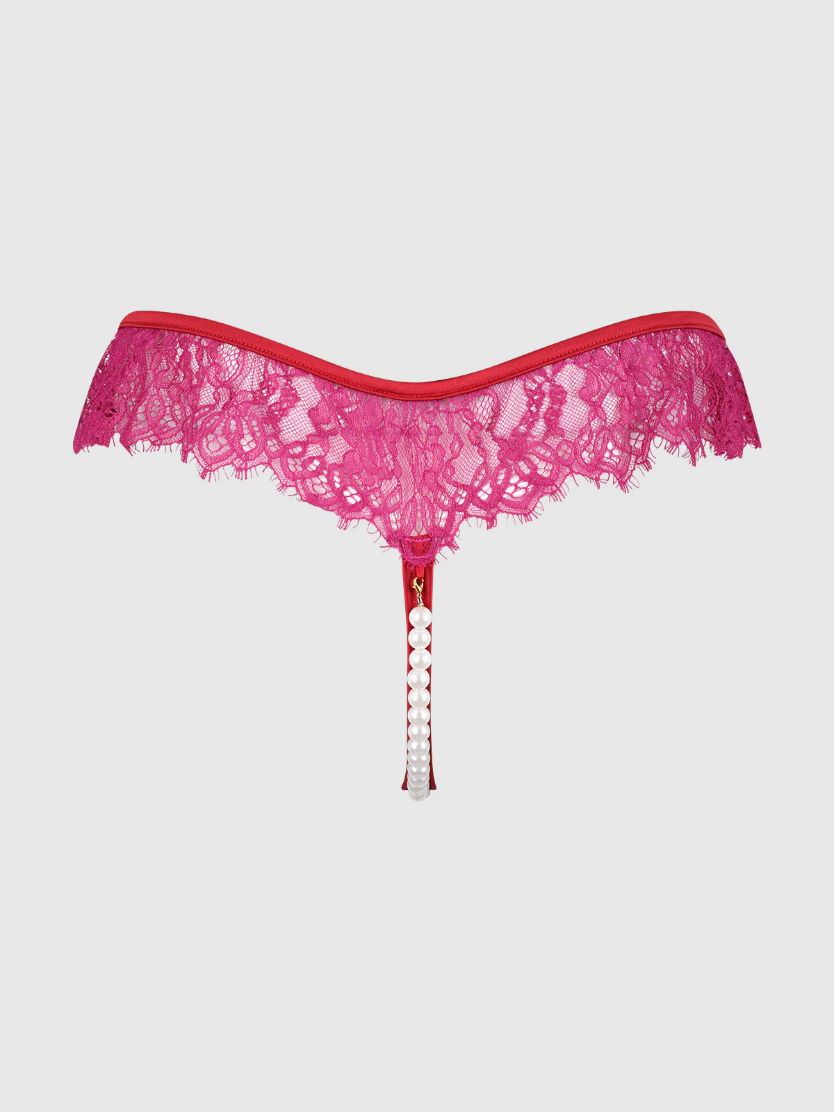 Rosalind Lace & Pearl Crotchless Thong - Image 2