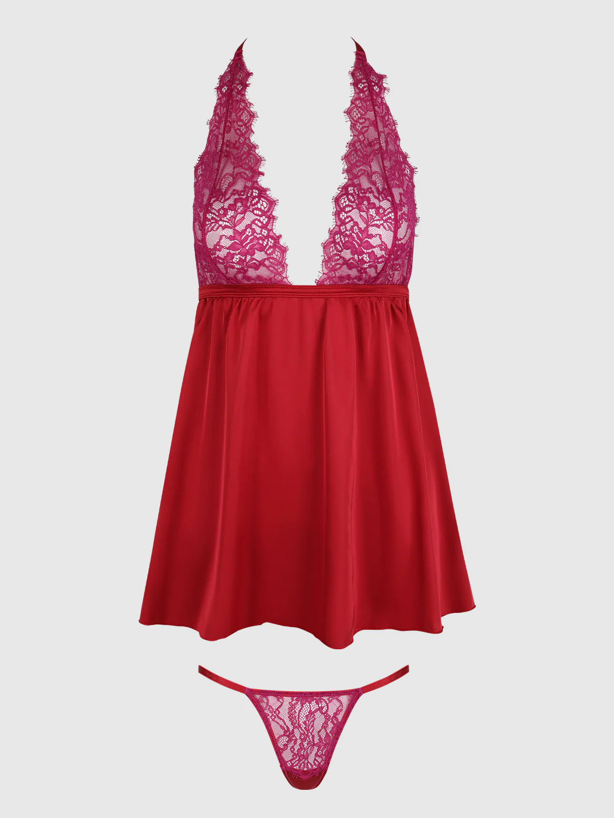 Rosalind Lace & Satin Halter Neck Drop Off Babydoll - Image 5