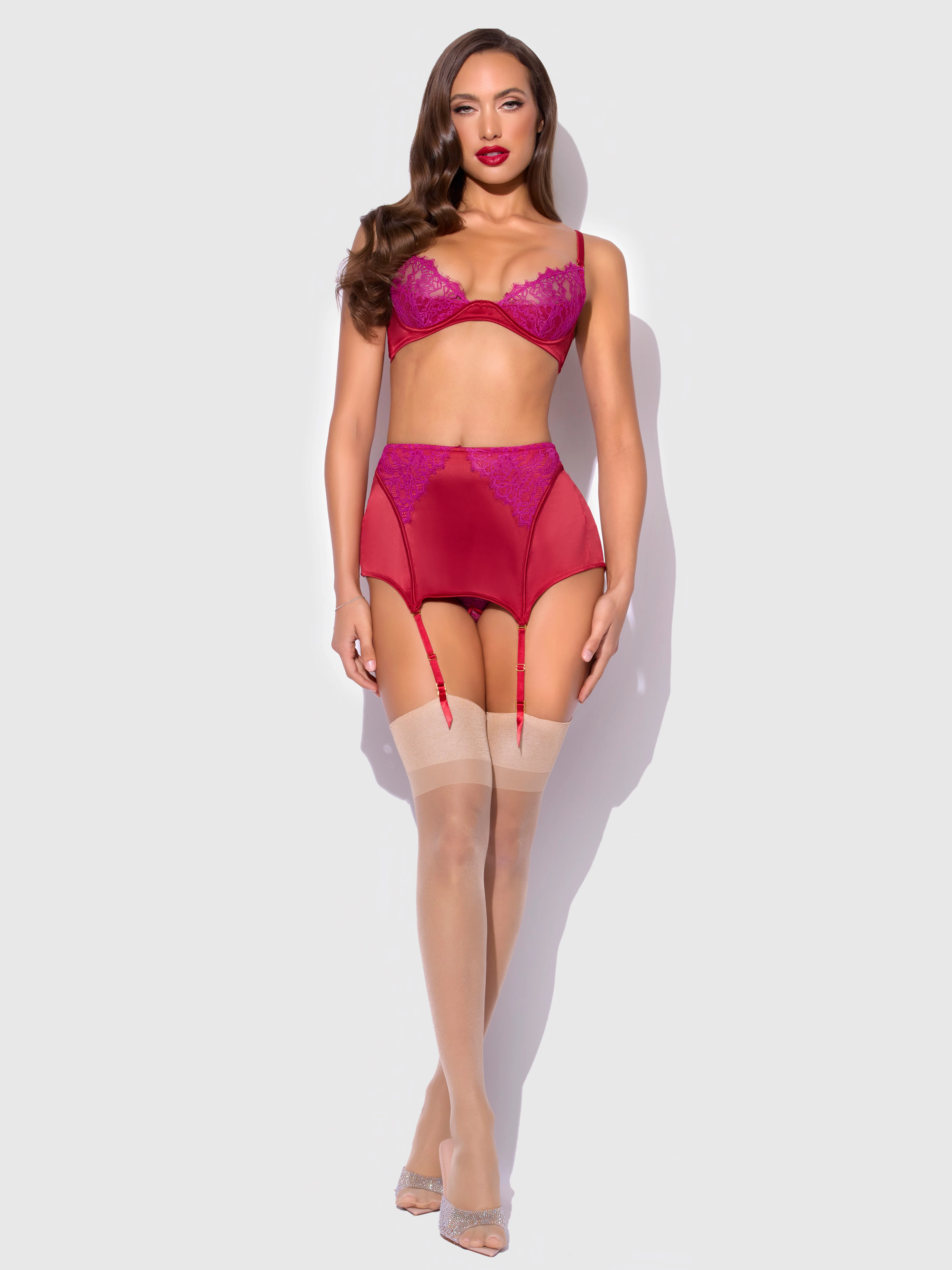 Rosalind Lace & Satin Open Back Garter Skirt - Image 5