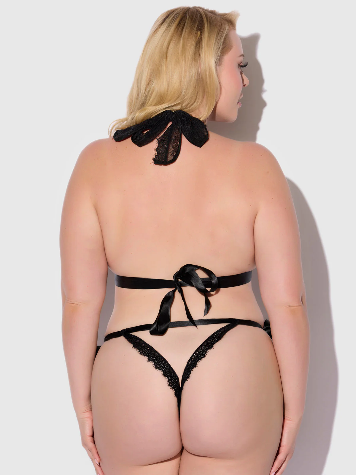 Rosalind Satin & Lace Drop Off Crotchless Teddy - Image 6