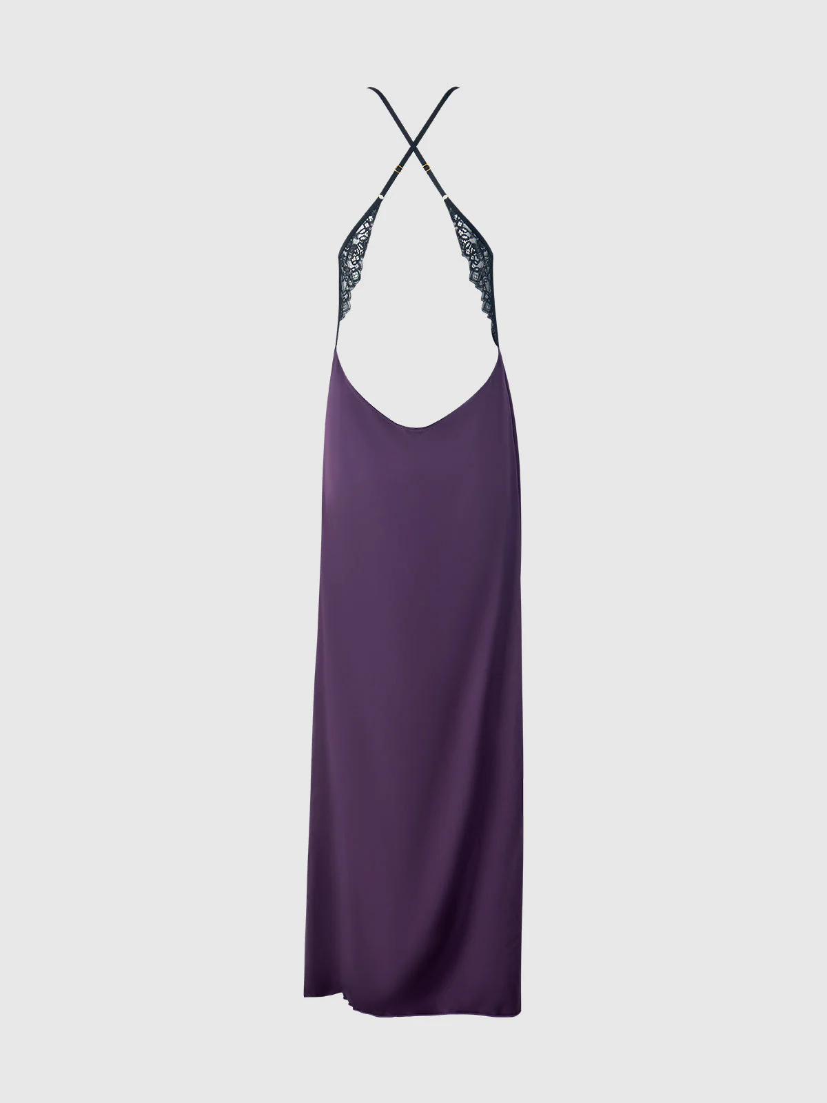 Rosalind Satin & Lace Long High Slit Gown - Image 12