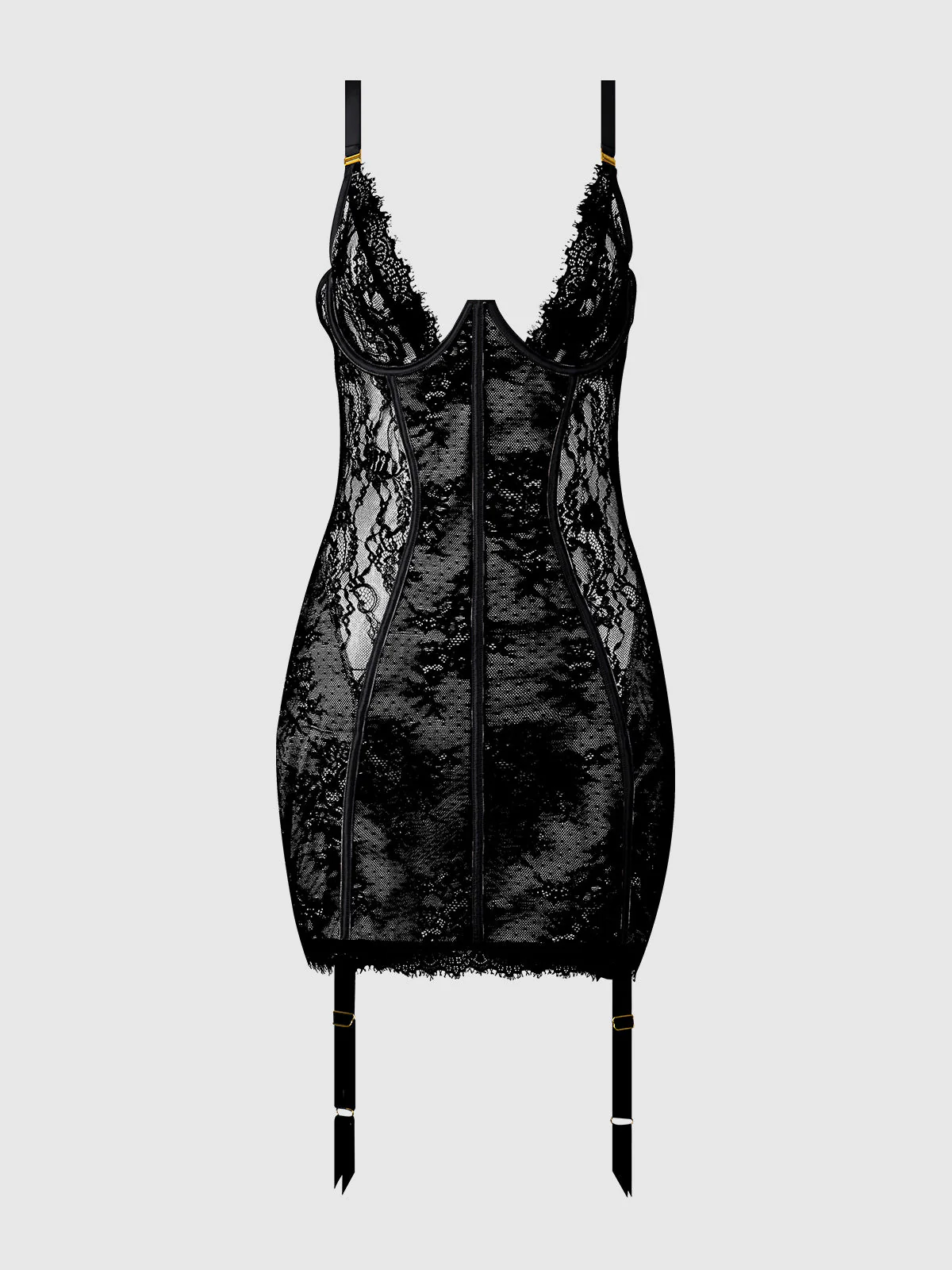 Rosalind Satin & Lace Underwire Chemise - Image 10