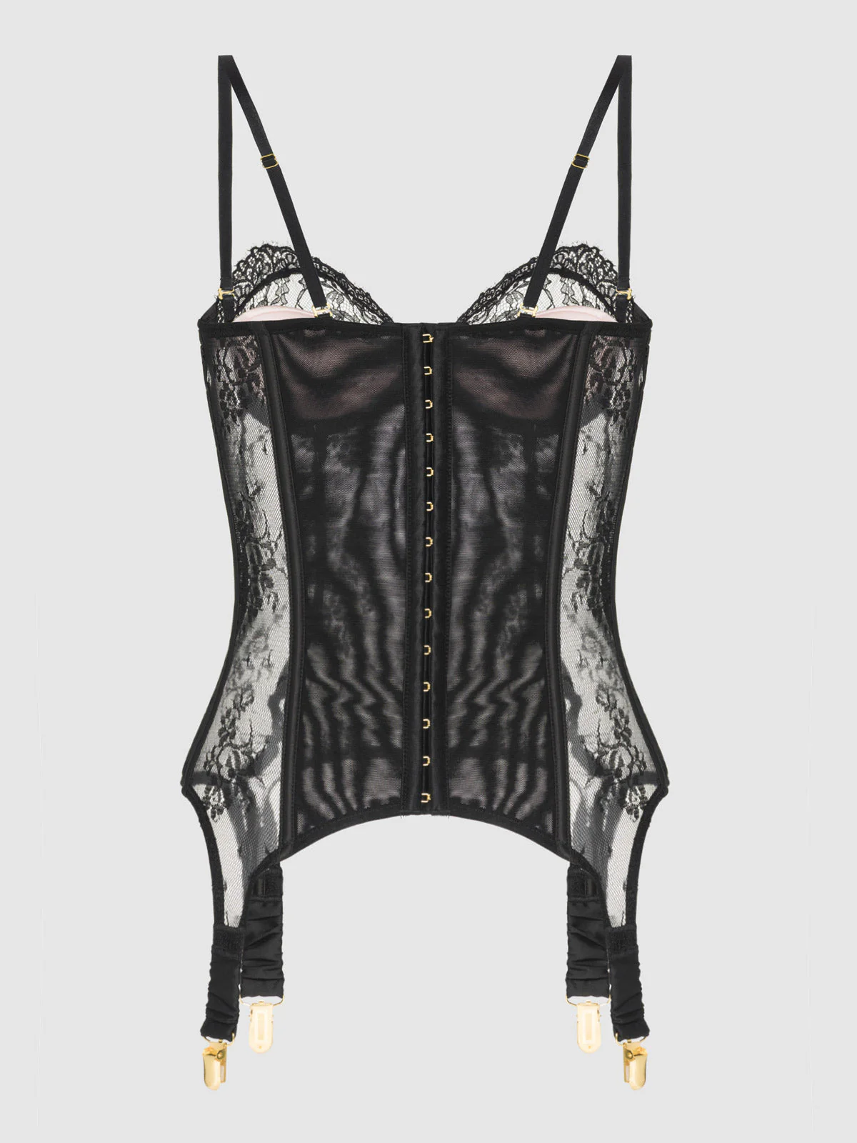 Rosalind Satin & Lace Underwire Lace Cup Corset - Image 11