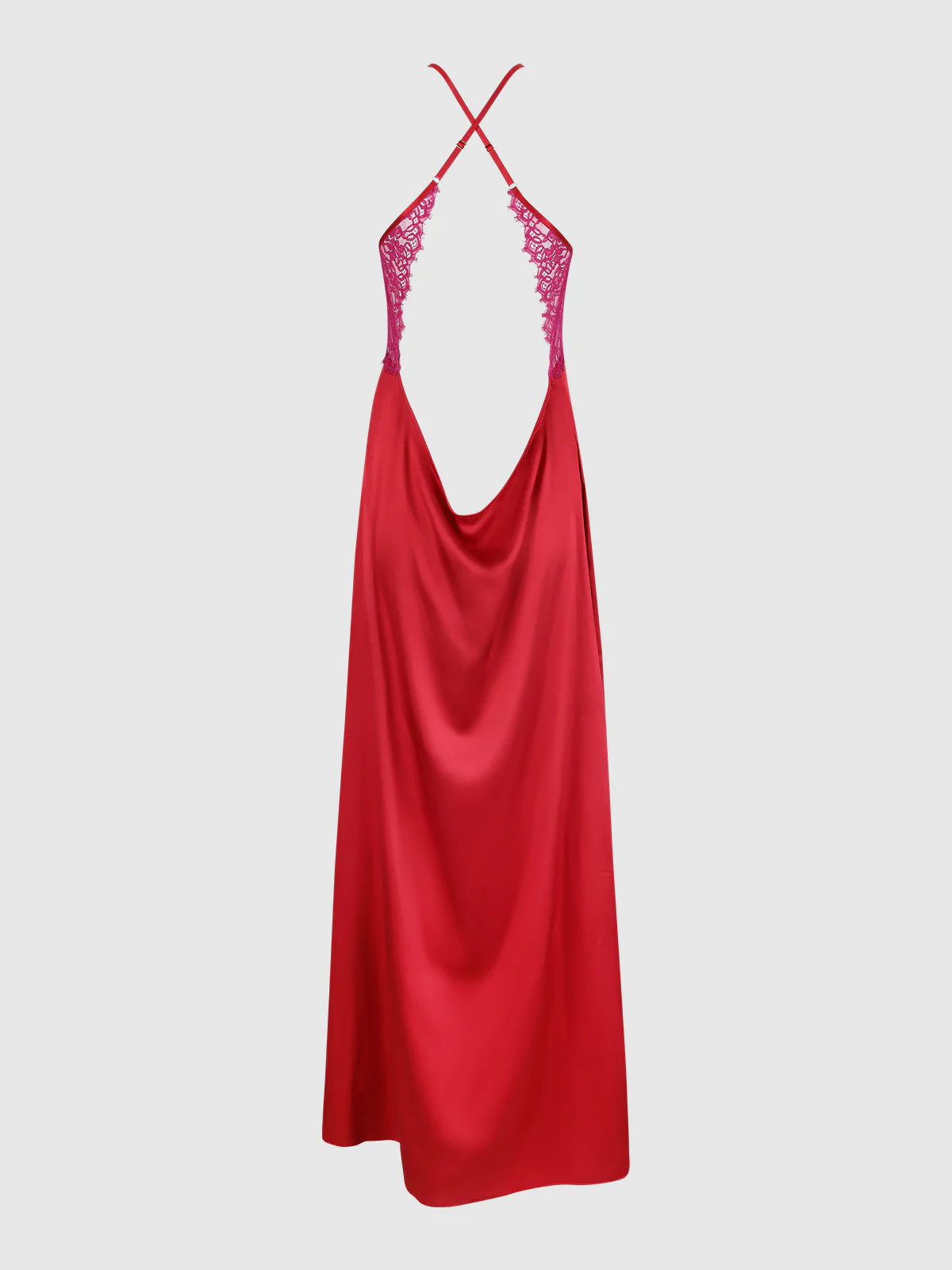 Rosalind Satin & Lace Long High Slit Gown - Image 10