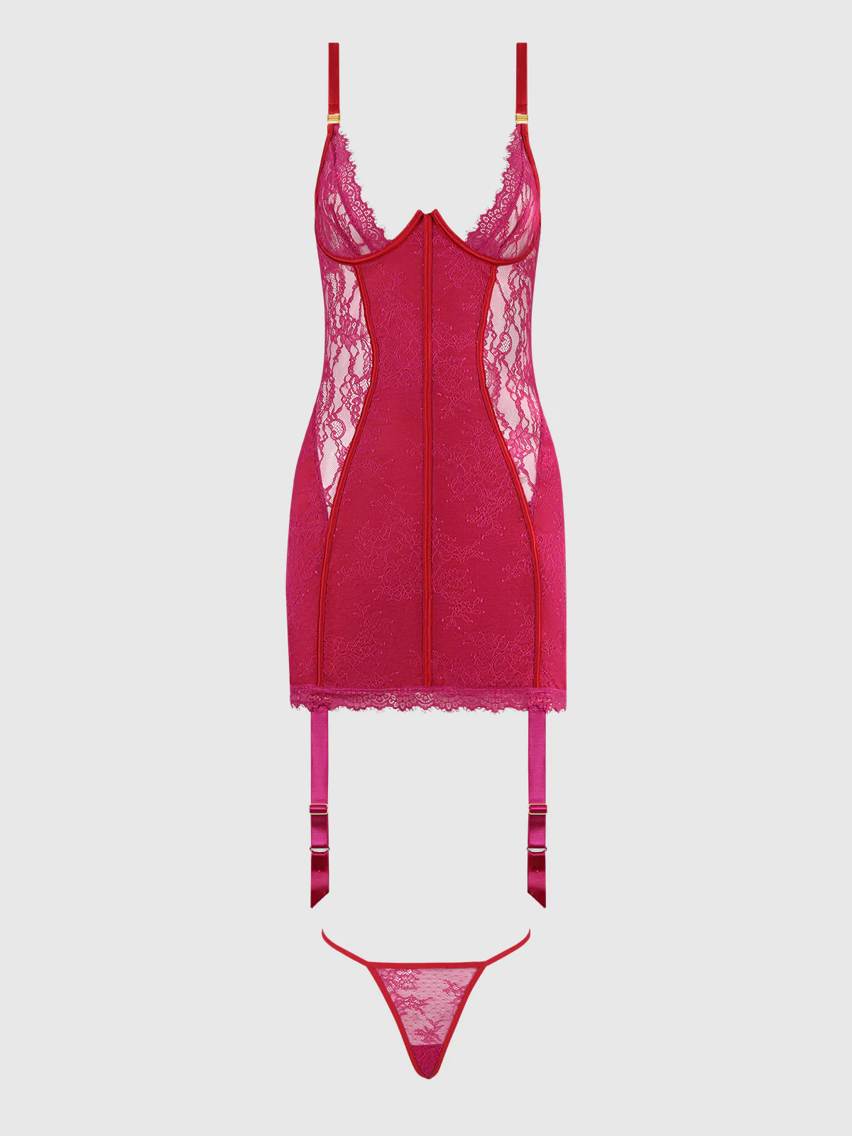 Rosalind Satin & Lace Underwire Chemise - Image 8