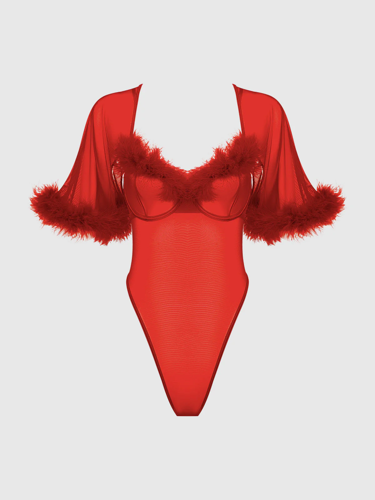 Scarlett Bell Sleeved Marabou Bodysuit - Image 7