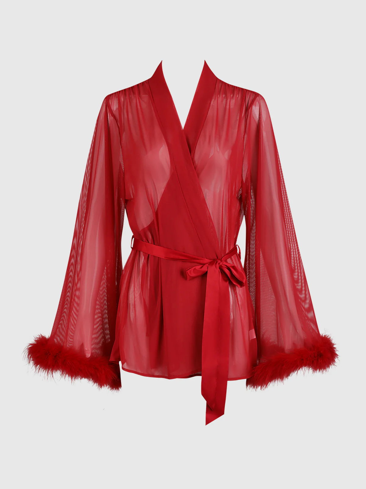 Scarlett Marabou & Mesh Short Robe - Image 5