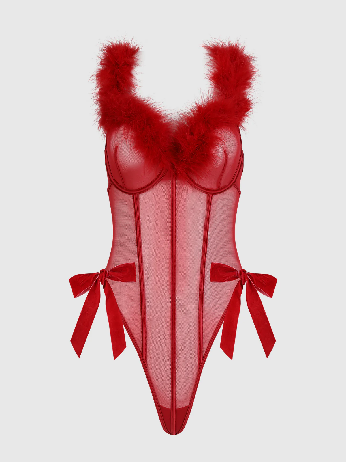 Scarlett Marabou & Mesh Teddy - Image 5