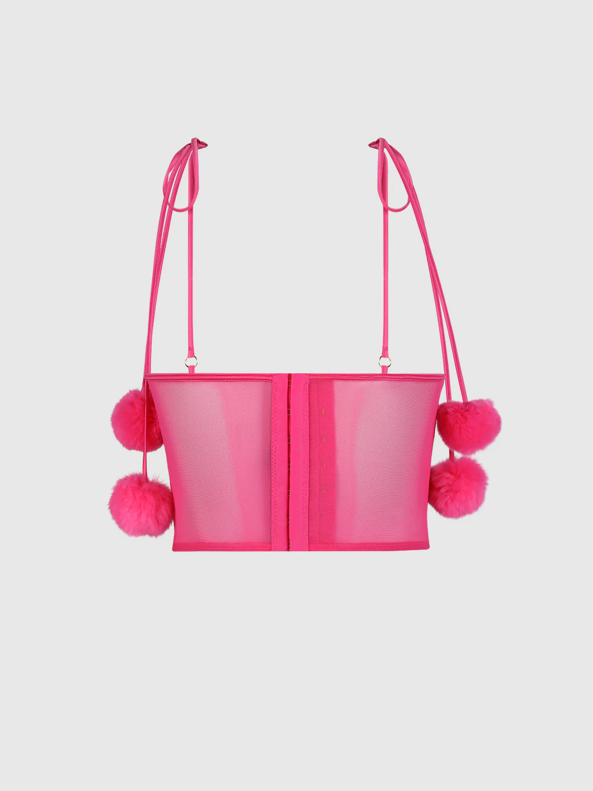 Scarlett Marabou & Mesh Tie Shoulder Pom Pom Bustier - Image 6