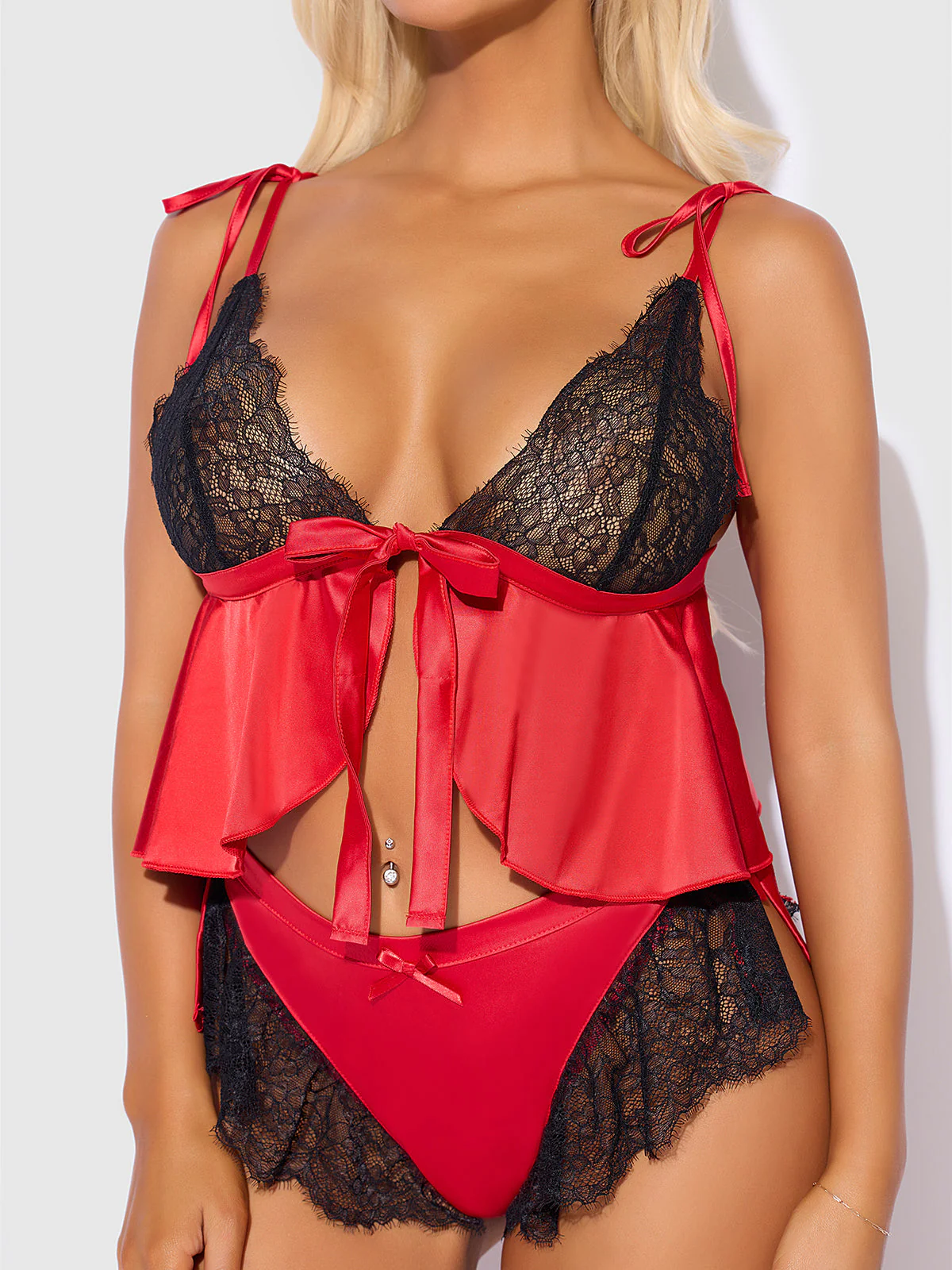 Scarlett Satin Sleep Tie Cami & Shorty Set - Image 5