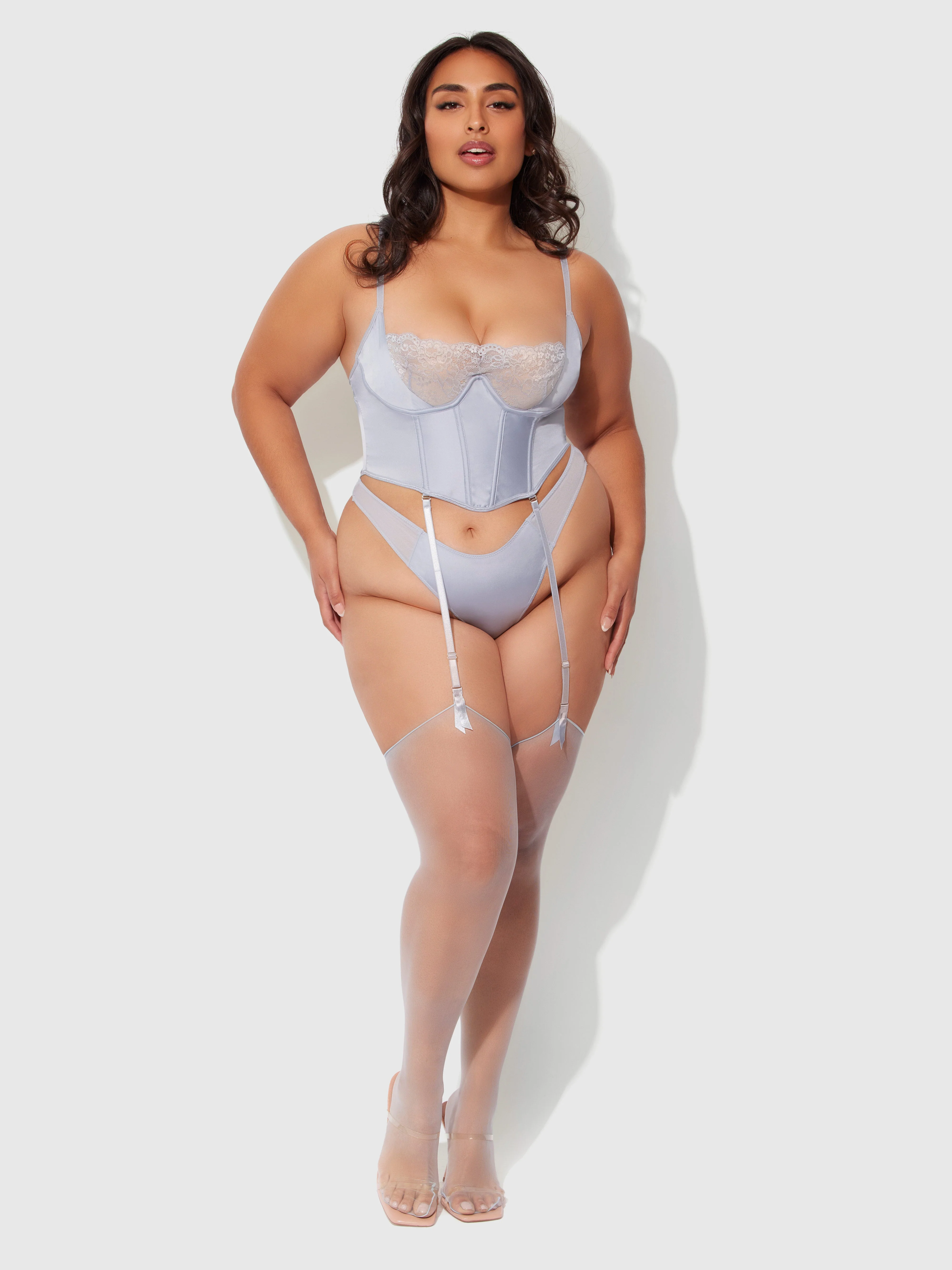 Serenity Lace & Satin Underwire Unlined Bustier - Image 8