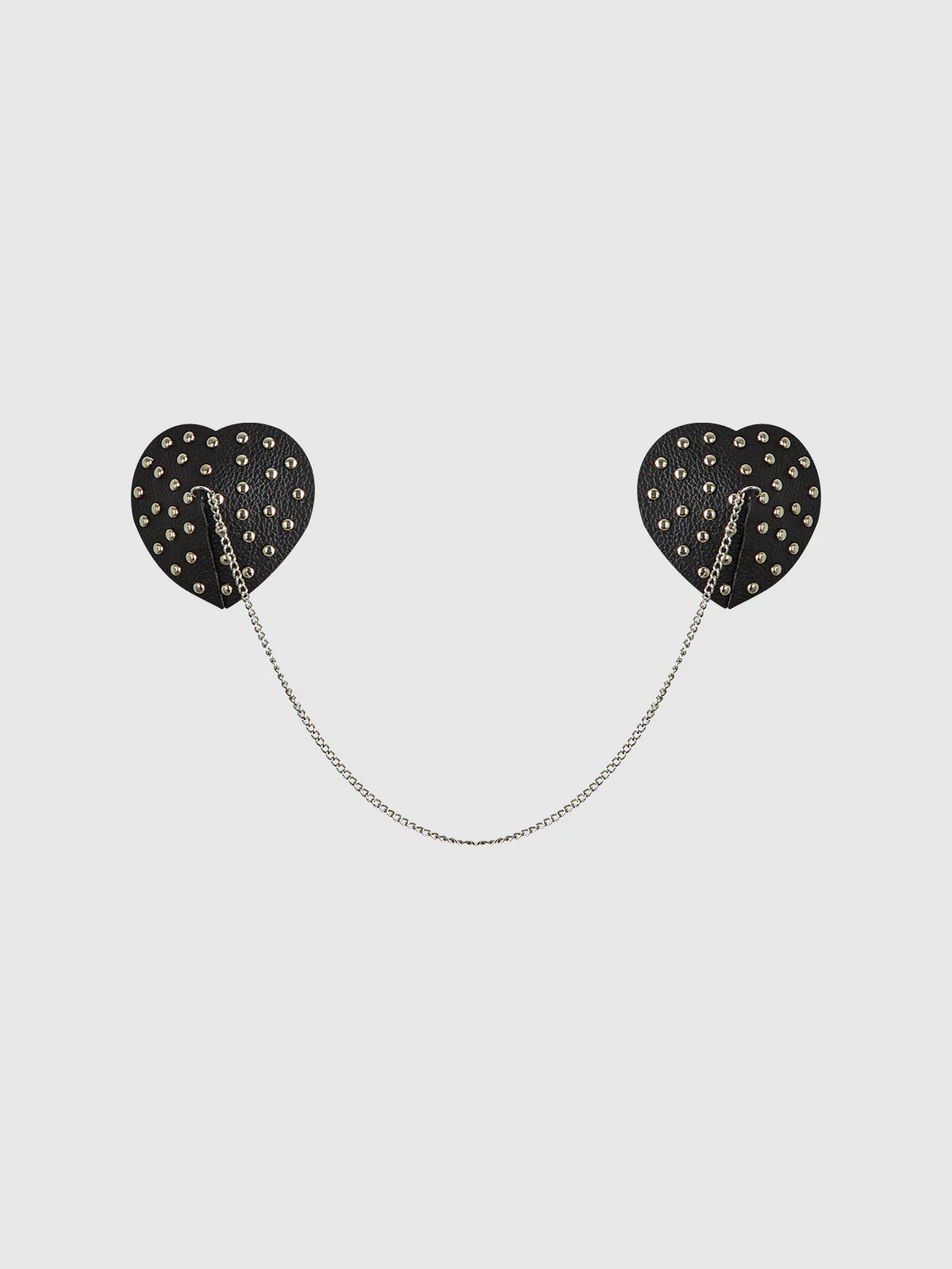Studded & Chain Draped Leather-Like Heart Pasties - Image 4