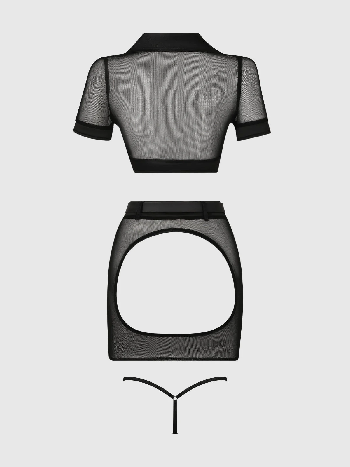 Under Arrest Mesh Top, Open Back Skirt, & Cuffs Set - Image 7