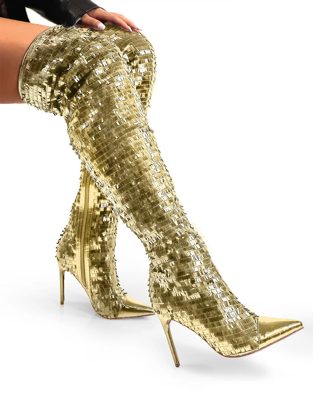Vitoria Sequin Knee High Boots - Image 5