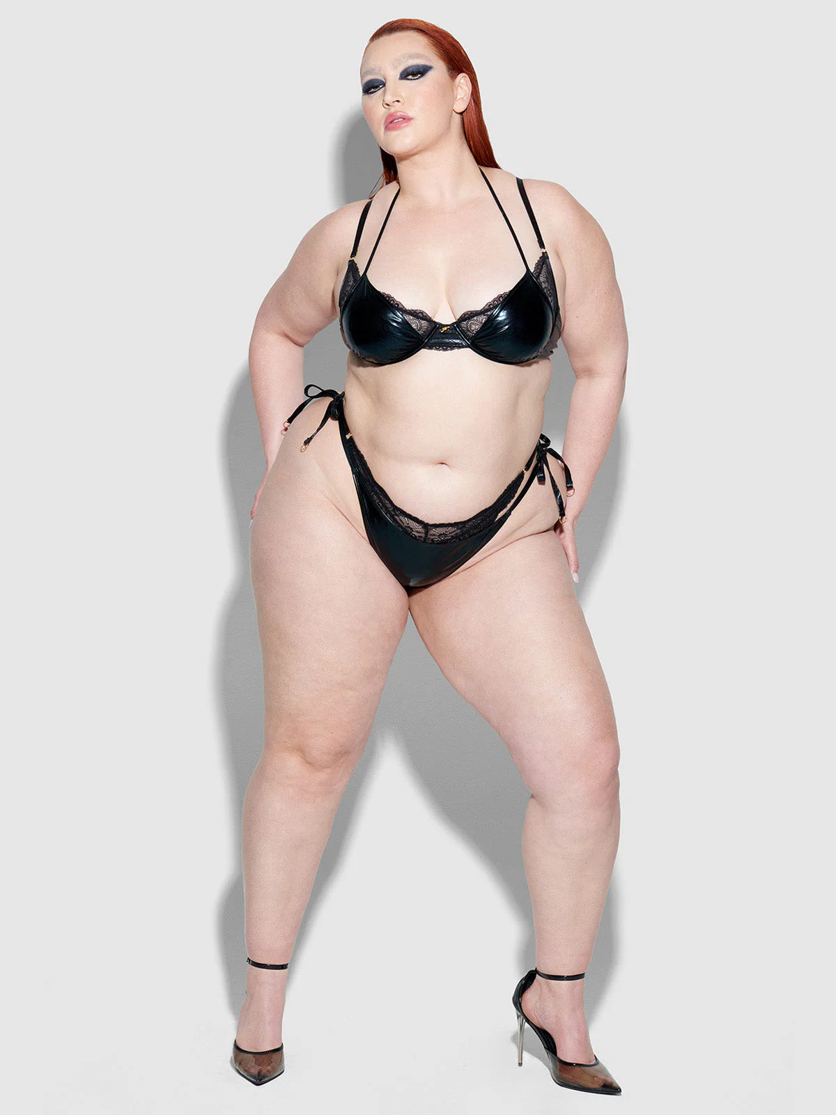 Onyx Leather & Lace Underwire Swim Top - Image 10