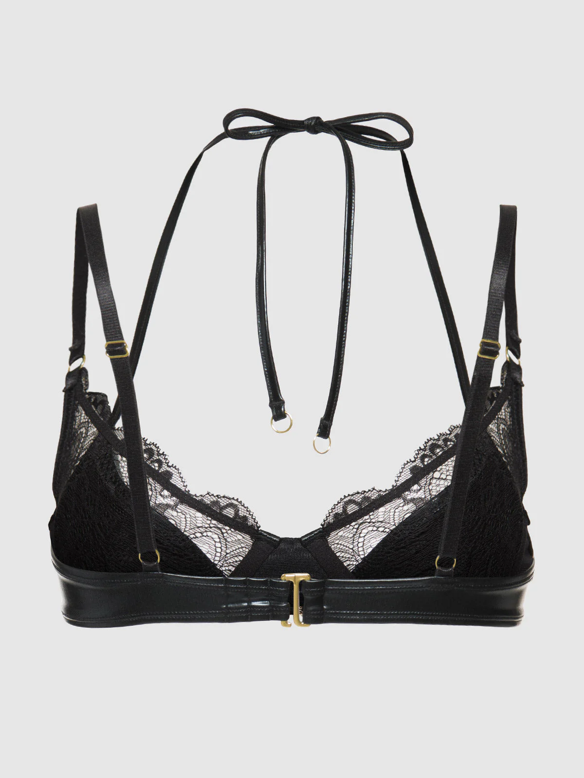 Onyx Leather & Lace Underwire Swim Top - Image 13